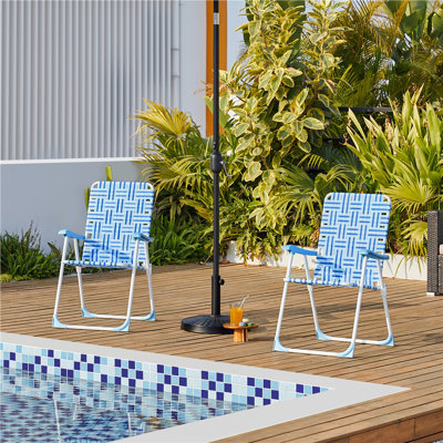 Yaheetech Patio Webbed Folding Chairs Nylon Fabric Portable Lawn